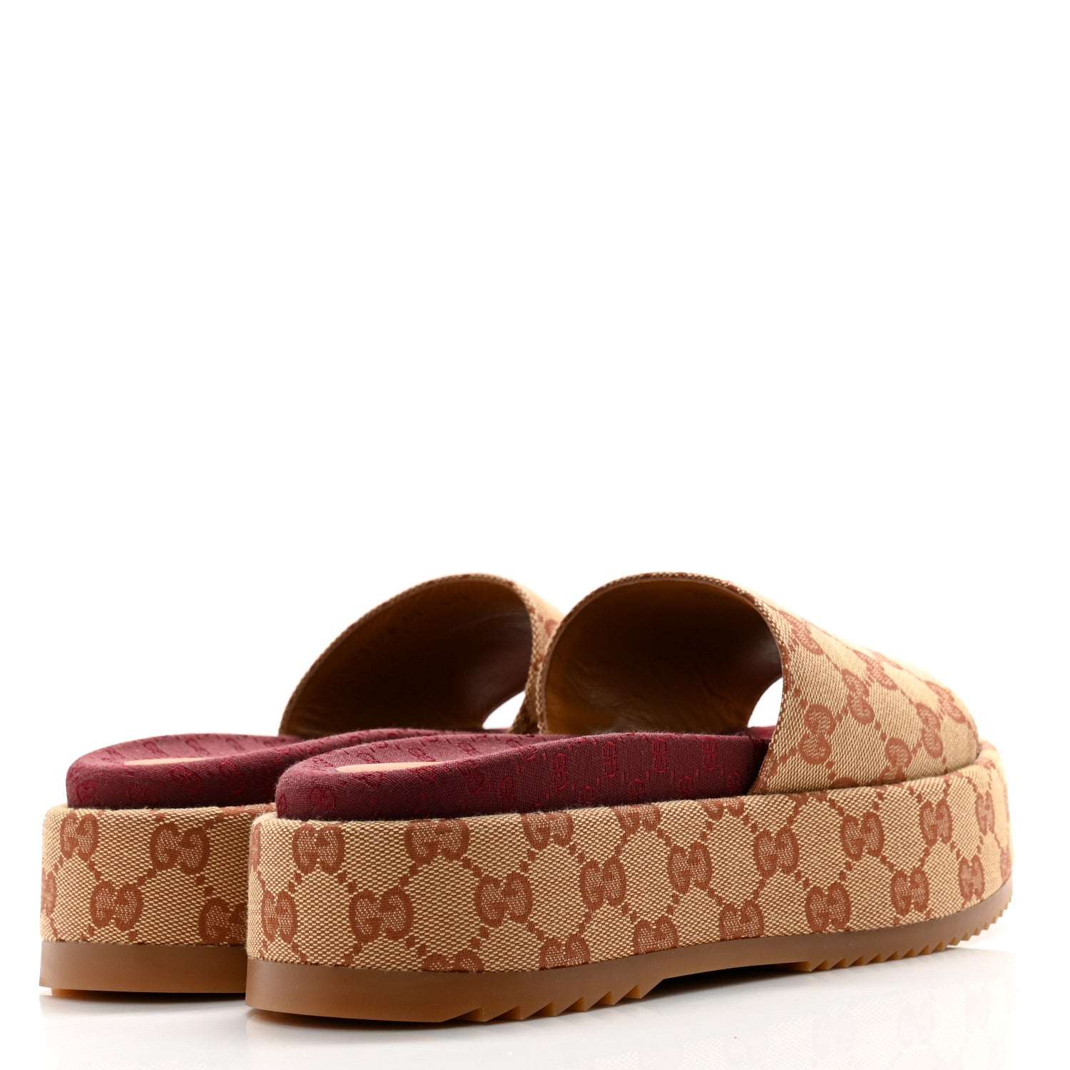 Gucci Canvas GG Monogram Angelina Platform Slide Sandals 38 Beige Ruggine 4 of 9