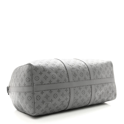 Louis Vuitton Calfskin Monogram Shadow Keepall Bandouliere 50 Anthracite Gray 3 of 8