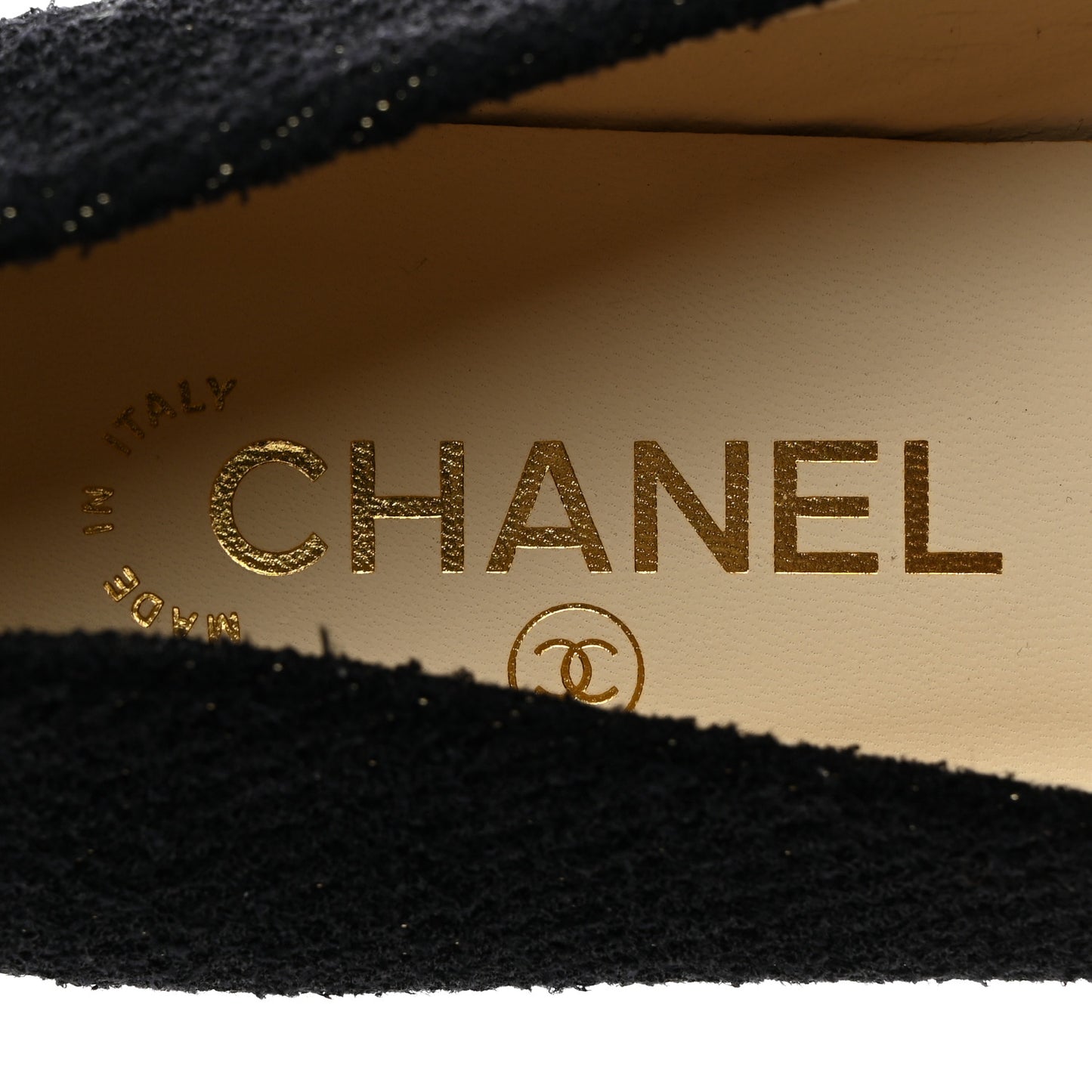 Tweed Crystal CC Ballerina Flats 39.5 Black