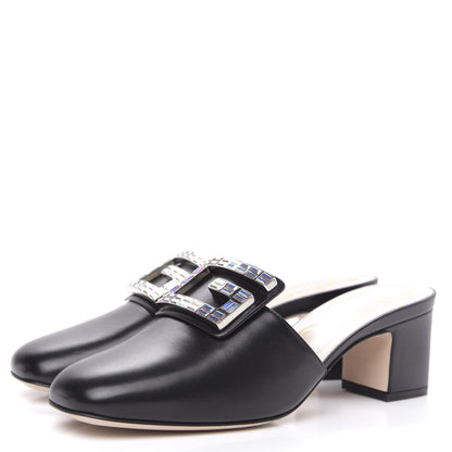 Gucci Malaga Kid Crystal Square G Madelyn Mules 37 Black 3 of 9