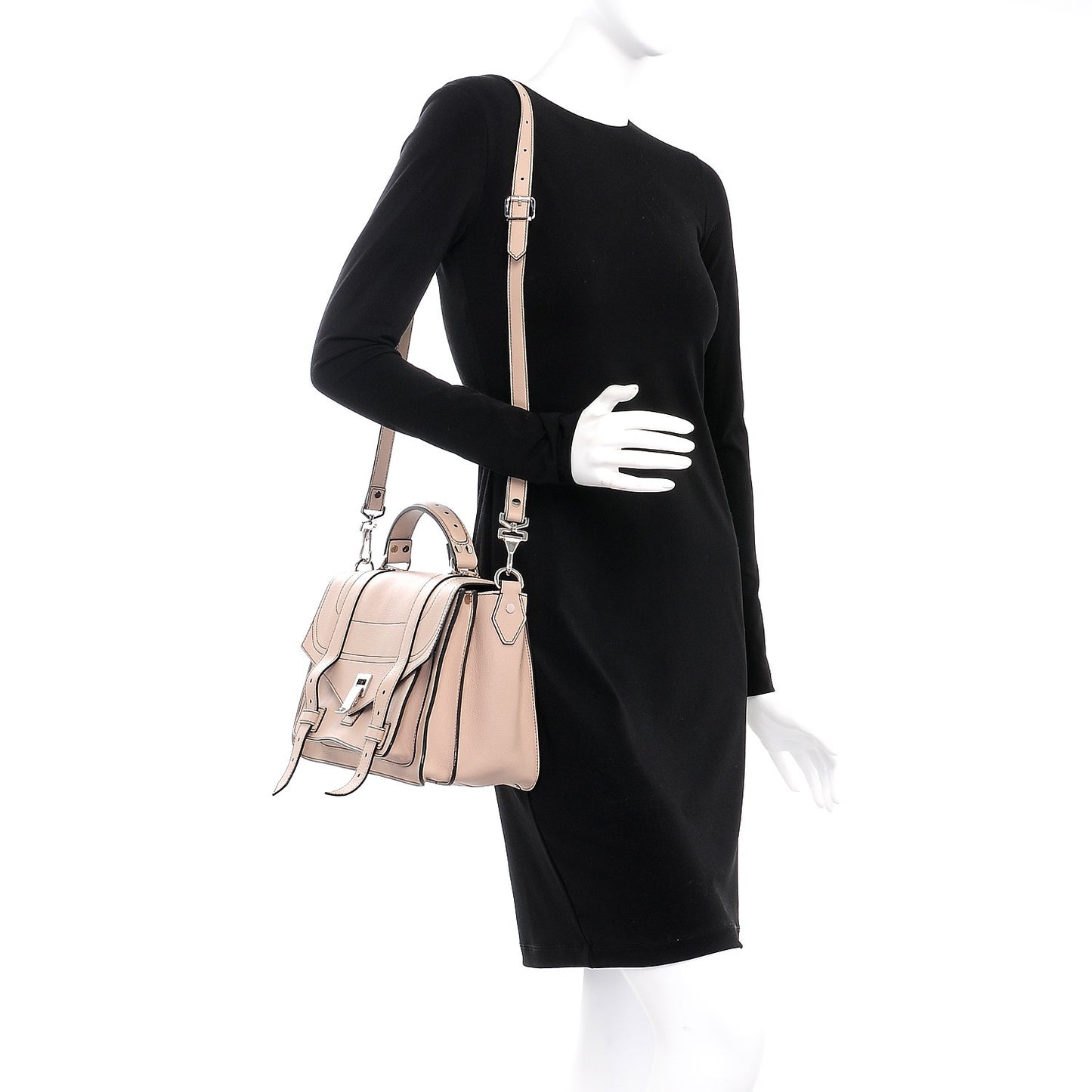 Grained Calfskin Medium Contrast Stitch PS1 Satchel Sand