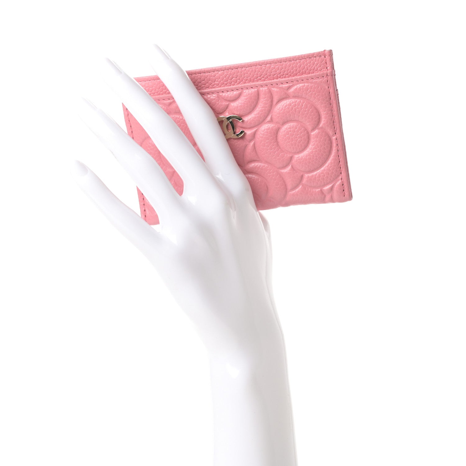 Chanel Caviar Camellia Embossed Card Holder Pink 2 of 10