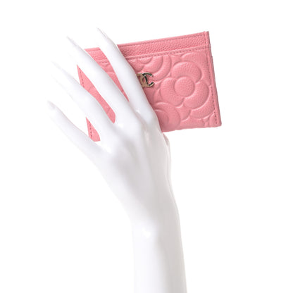 Chanel Caviar Camellia Embossed Card Holder Pink 2 of 10