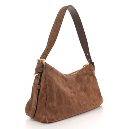 Prada Scamosciato Suede Medium Aimee Shoulder Bag Cacao 3 of 9