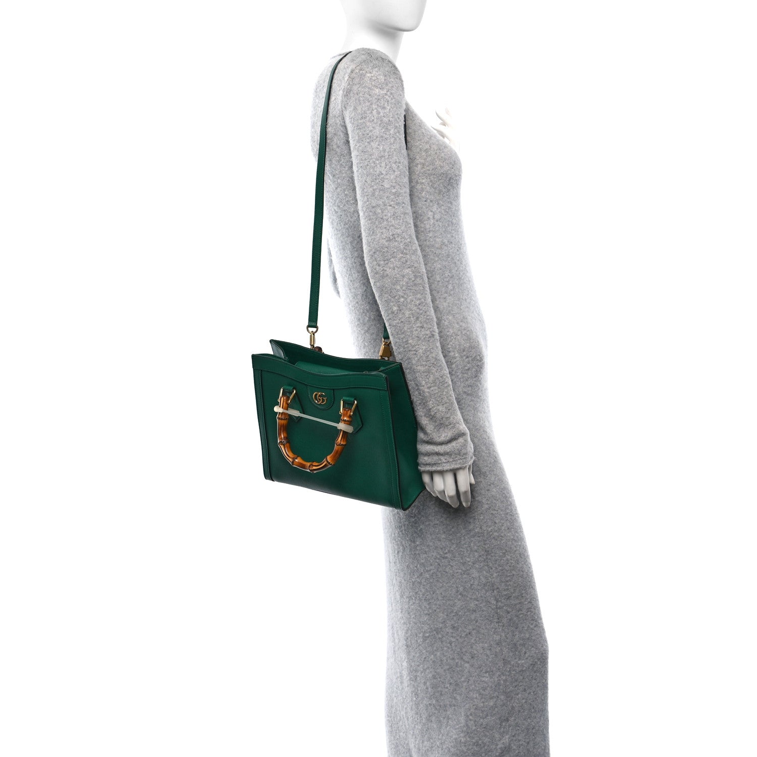 Gucci Wonka Grain Calfskin Small Diana Tote Bag Green Yellow Fluo 2 of 11