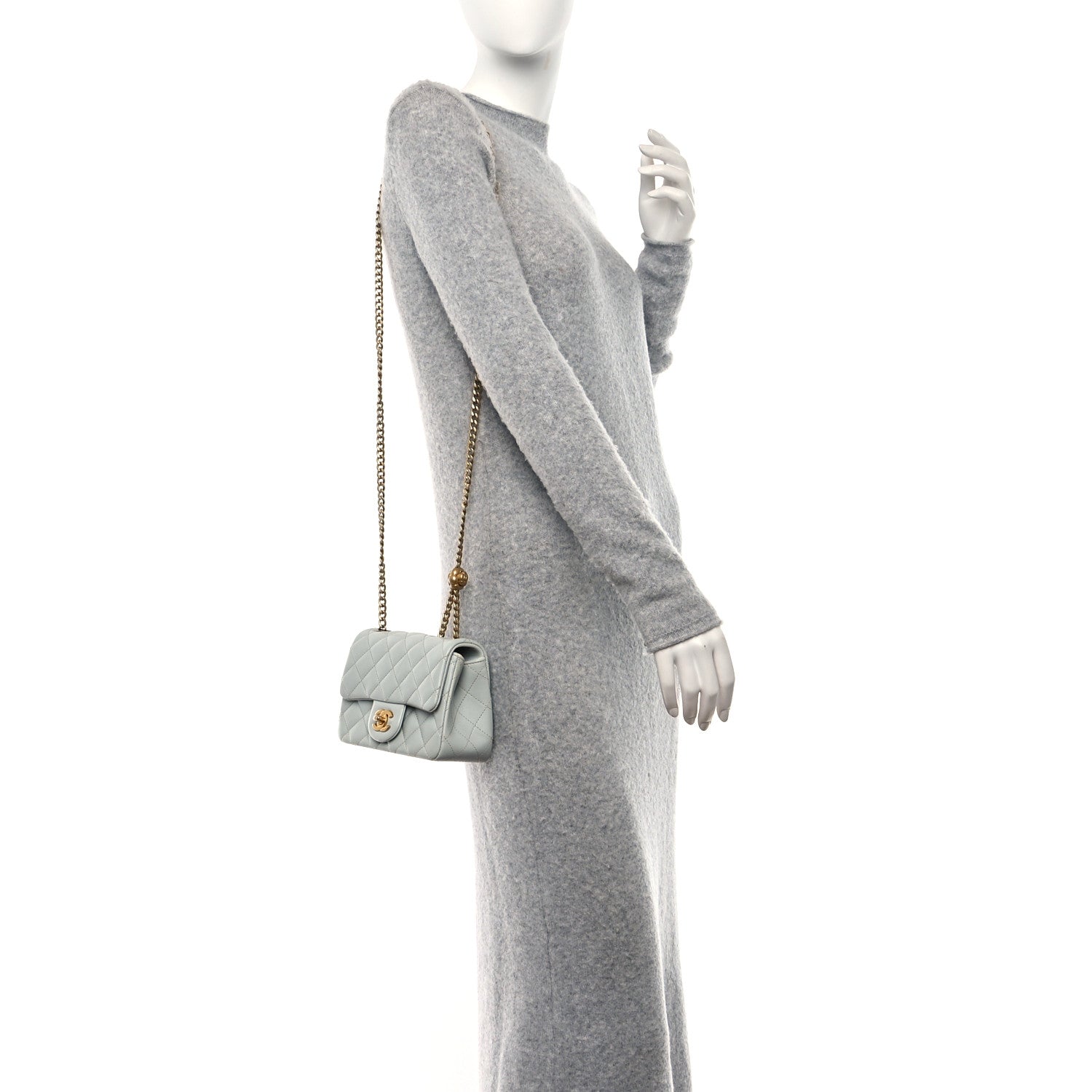 Chanel Lambskin Quilted Mini Sweet Camellia Flap Light Blue 2 of 11