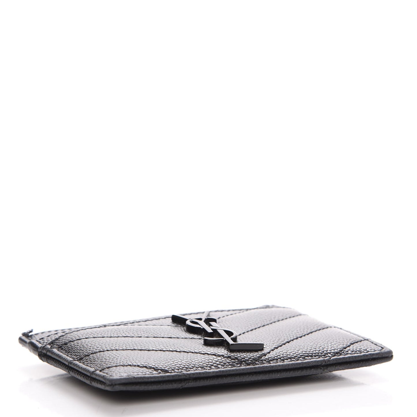 Grain De Poudre Matelasse Chevron Monogram Credit Card Case Black