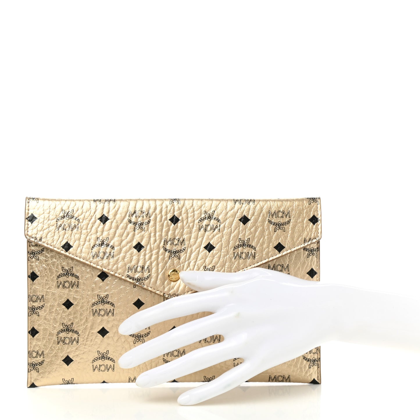 Metallic Visetos Envelope Clutch Gold