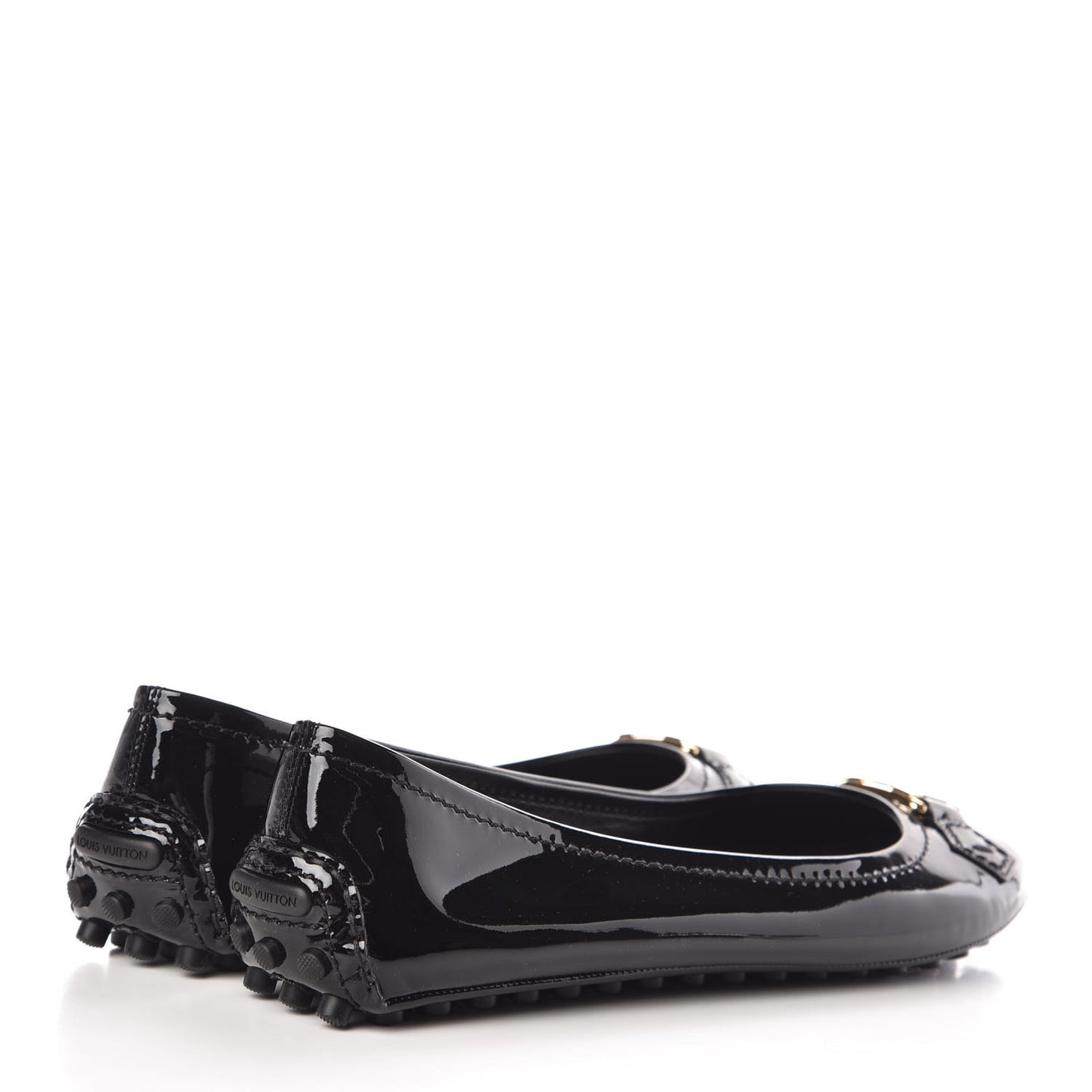 Patent Calfskin Oxford Ballerina Flats 40 Black