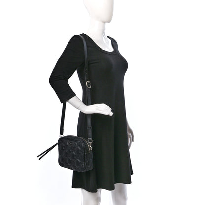 Gucci Nylon Calfskin Enamel GG Matelasse Shoulder Bag Black 2 of 9