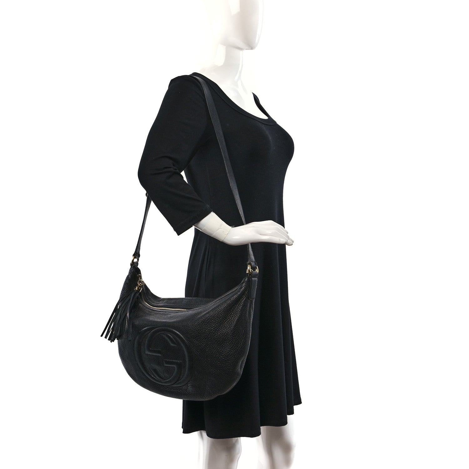 Gucci Pebbled Calfskin Medium Soho Hobo Black 2 of 11