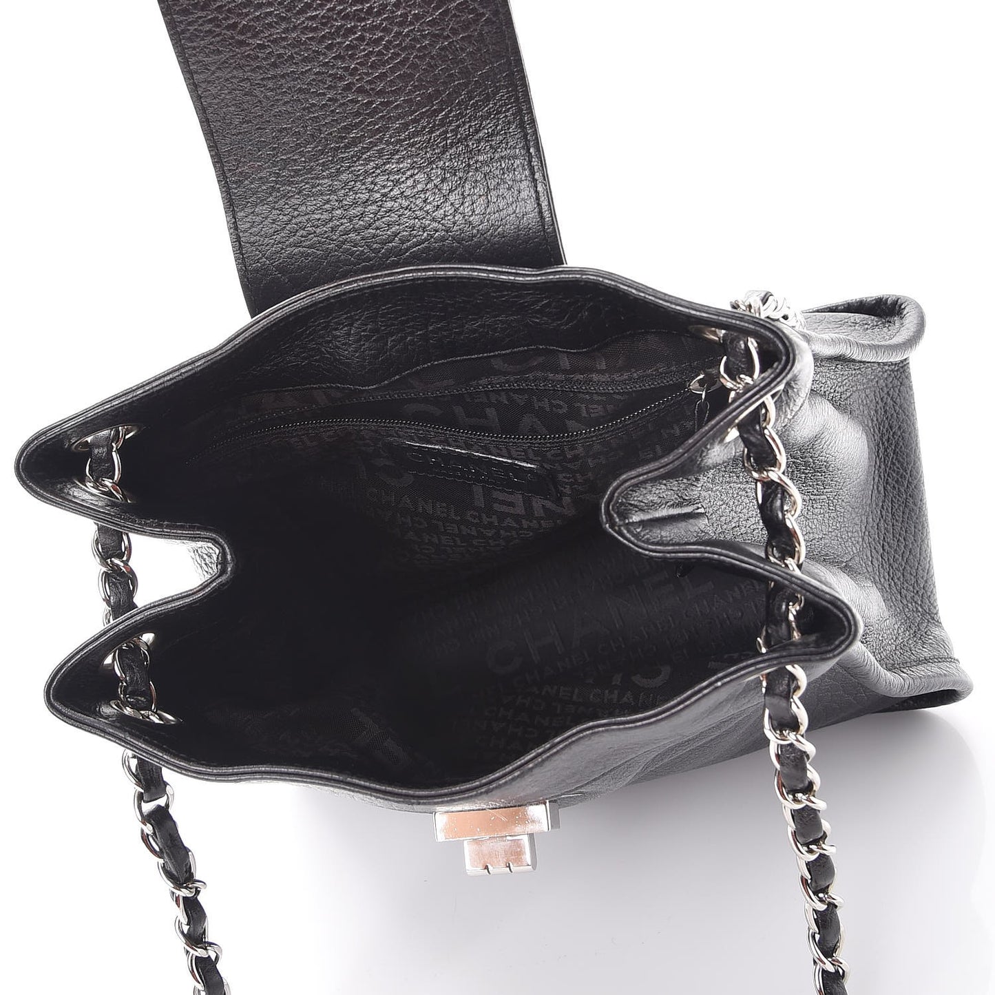 Grained Calfskin Mademoiselle Accordion Flap Black