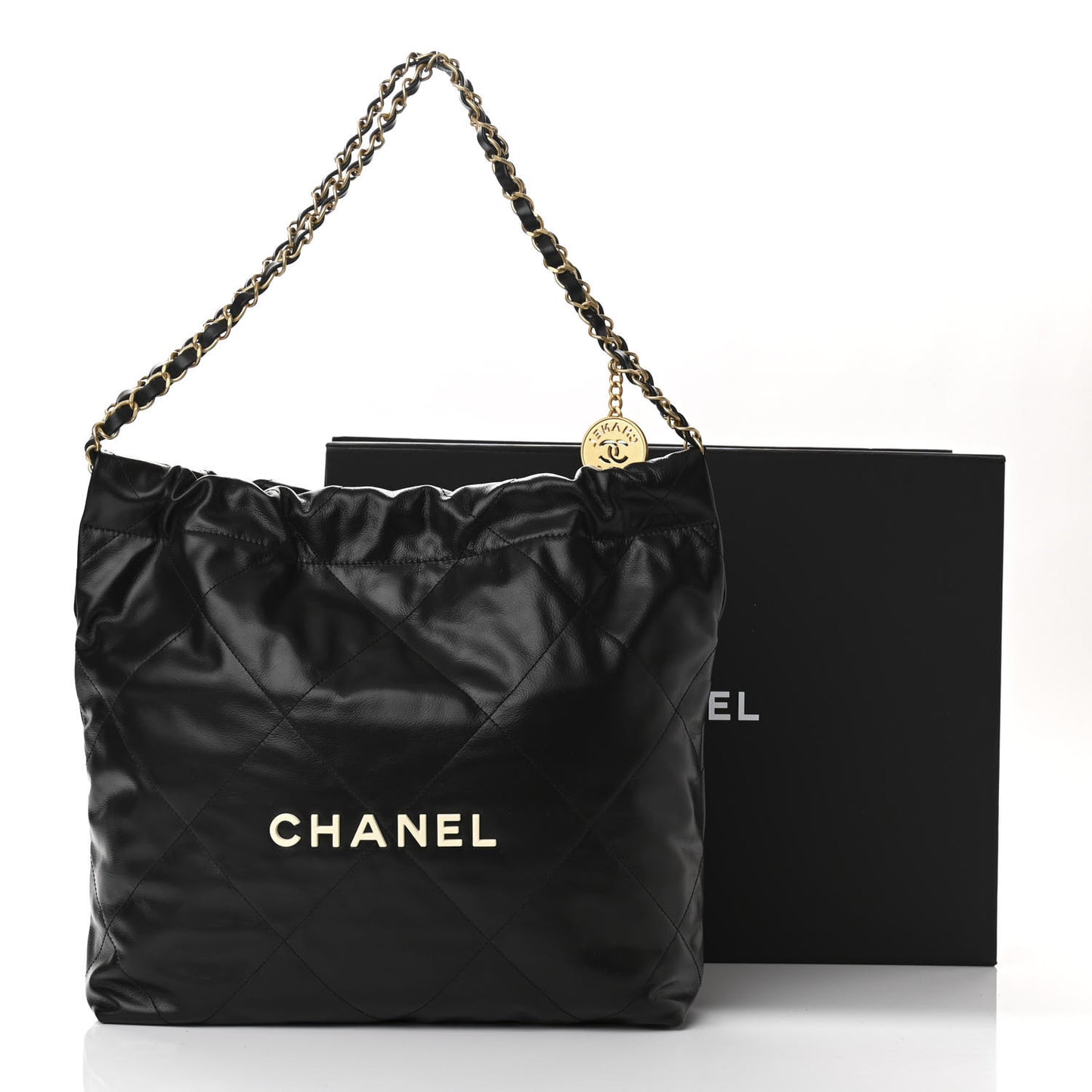 Calfskin Quilted Small Chanel 22 Black