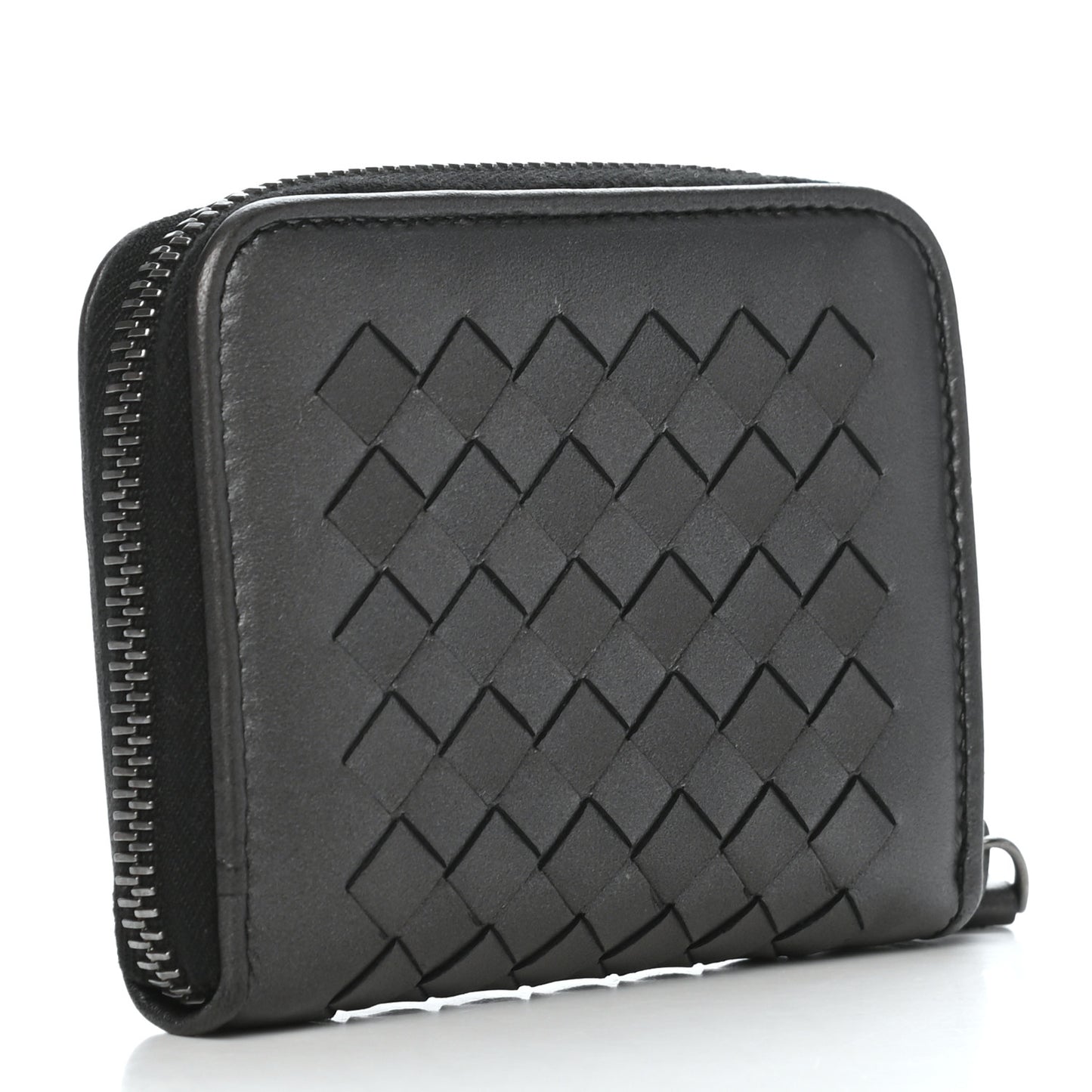 Nappa Intrecciato Zip Around Coin Purse Black