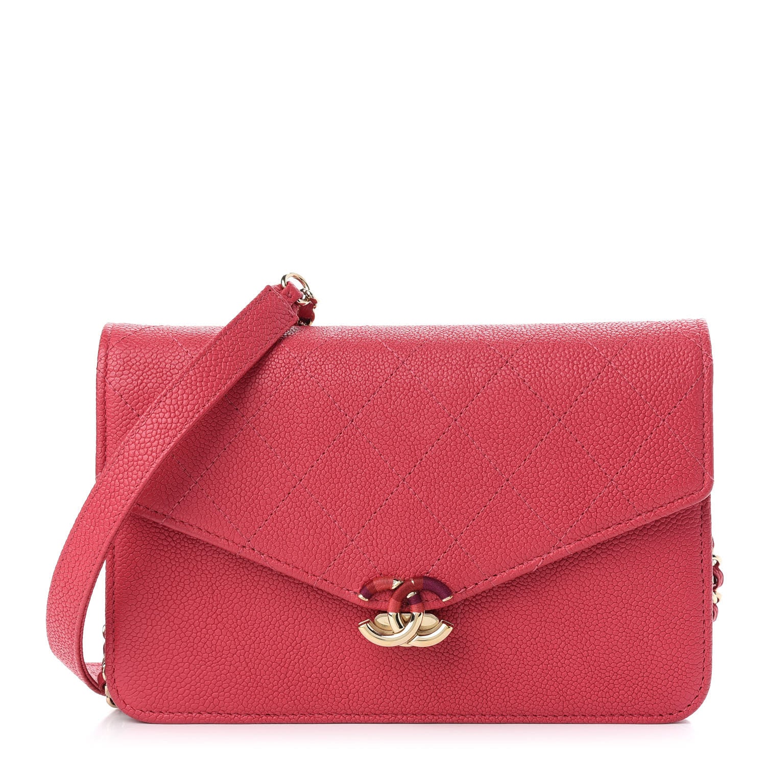 Chanel Grained Calfskin Quilted Cuba Wallet On Chain WOC Pink 1 of 10