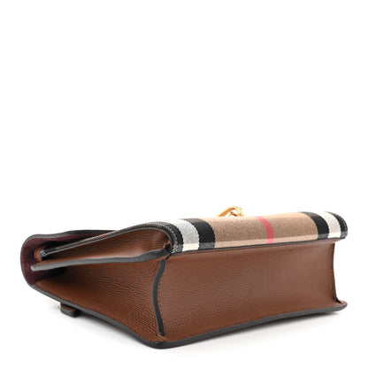 Burberry Derby Calfskin House Check Small Macken Crossbody Bag Tan 4 of 11