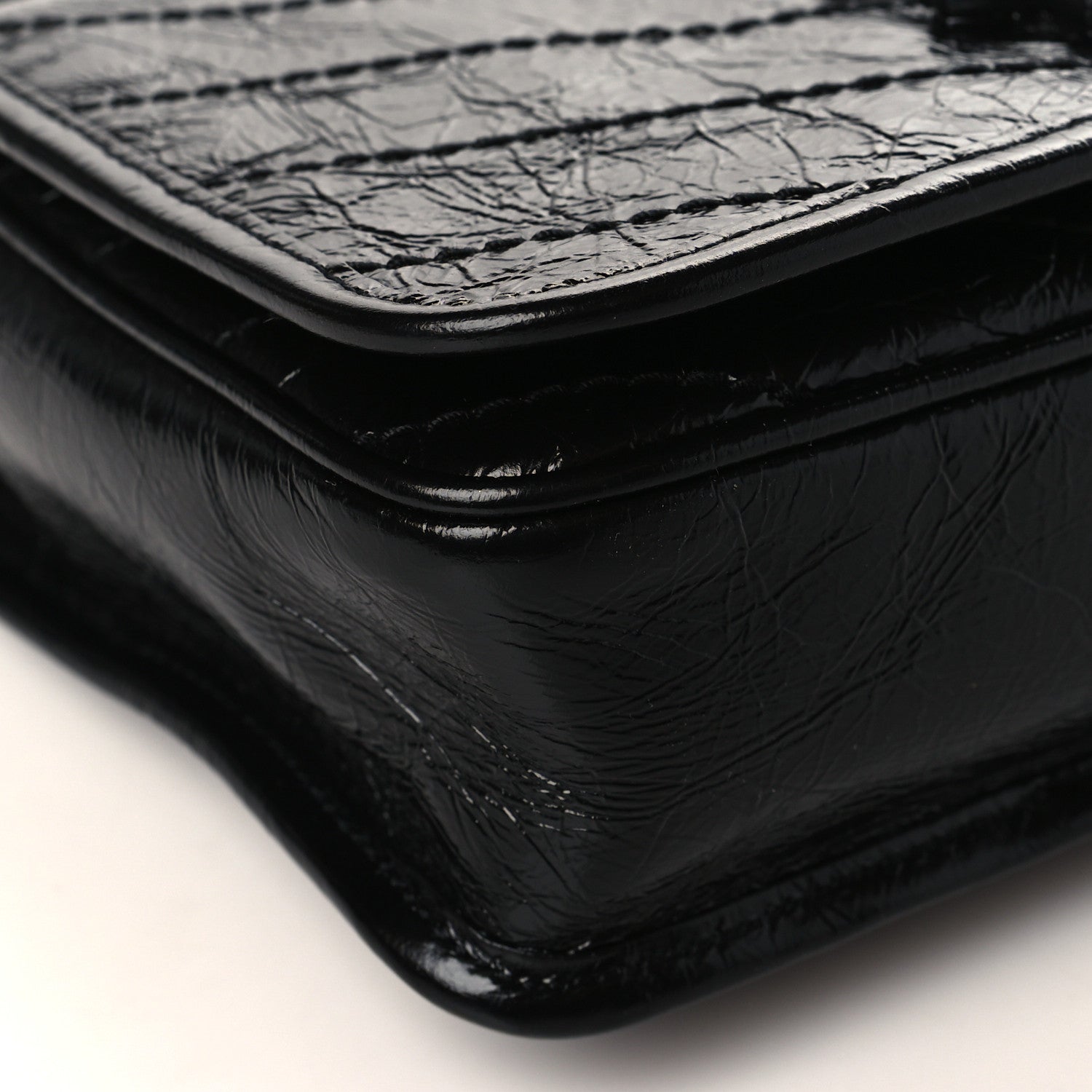 Saint Laurent Crinkled Calfskin Matelasse Monogram Niki Chain Wallet Black 8 of 9