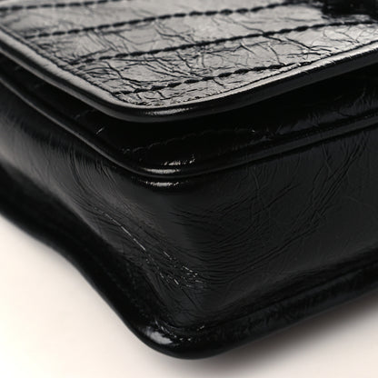 Saint Laurent Crinkled Calfskin Matelasse Monogram Niki Chain Wallet Black 8 of 9