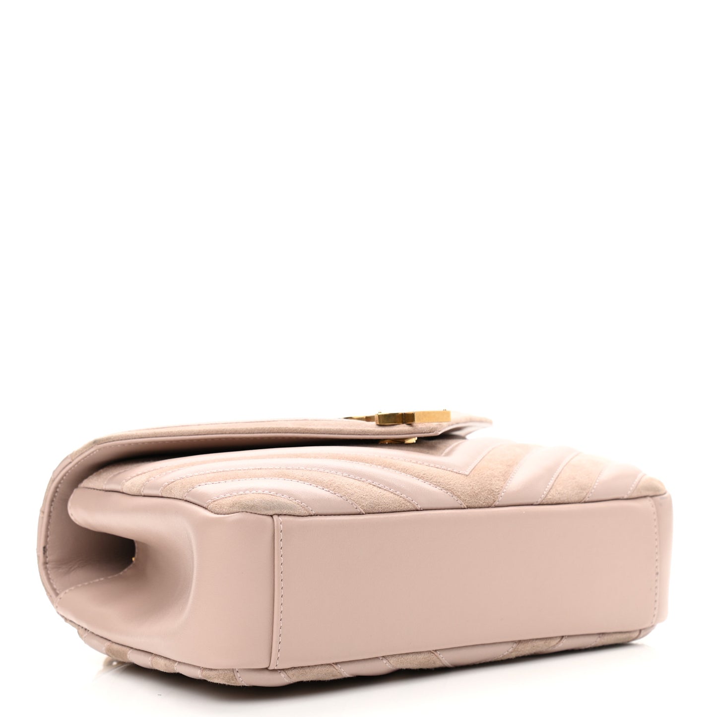 Calfskin Suede Matelasse Chevron Medium Monogram College Bag Rose Poudre
