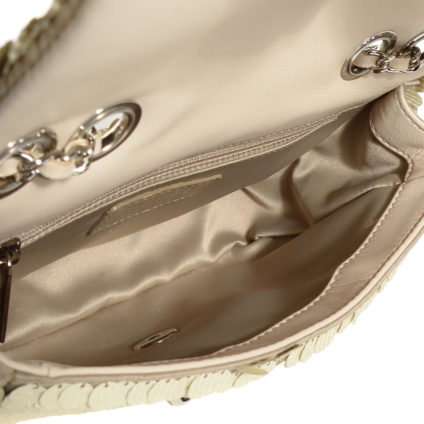 Sequin Paillette Small Flap Beige