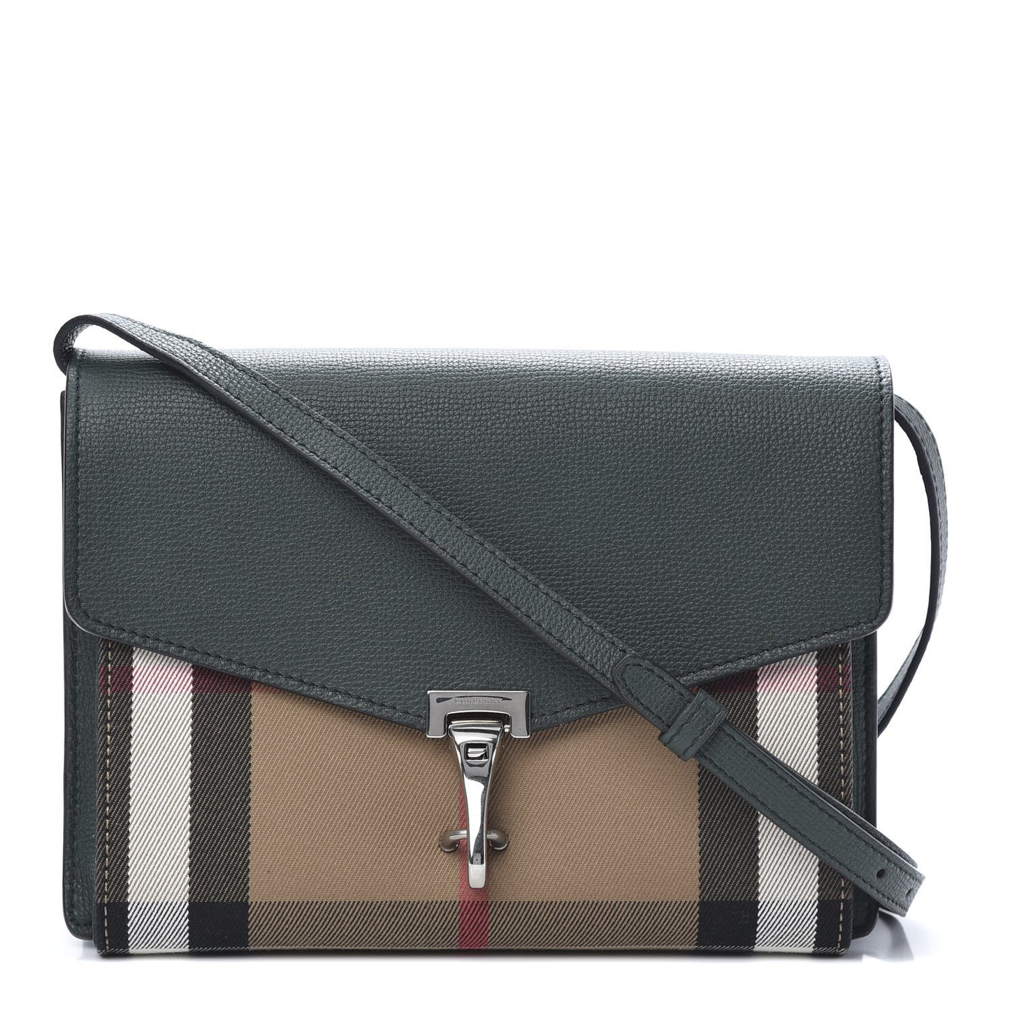 Derby Calfskin House Check Small Macken Crossbody Bag Dark Bottle Green