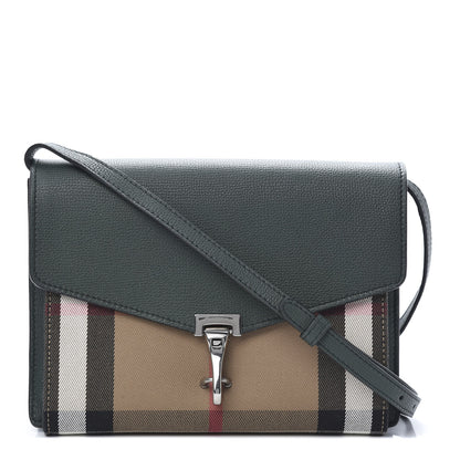 Burberry Derby Calfskin House Check Small Macken Crossbody Bag Dark Bottle Green 1 of 11