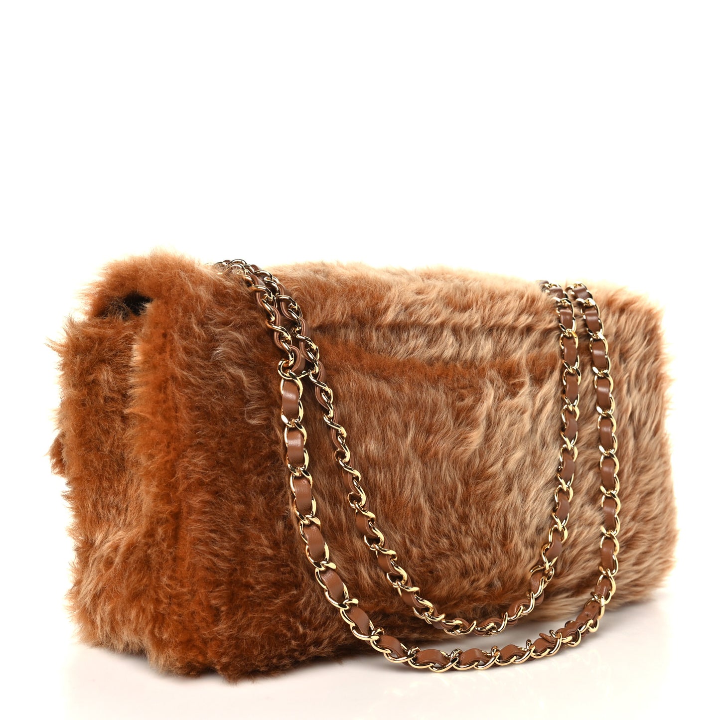Shearling Lambskin Small Souplissimo Maxi Flap Brown
