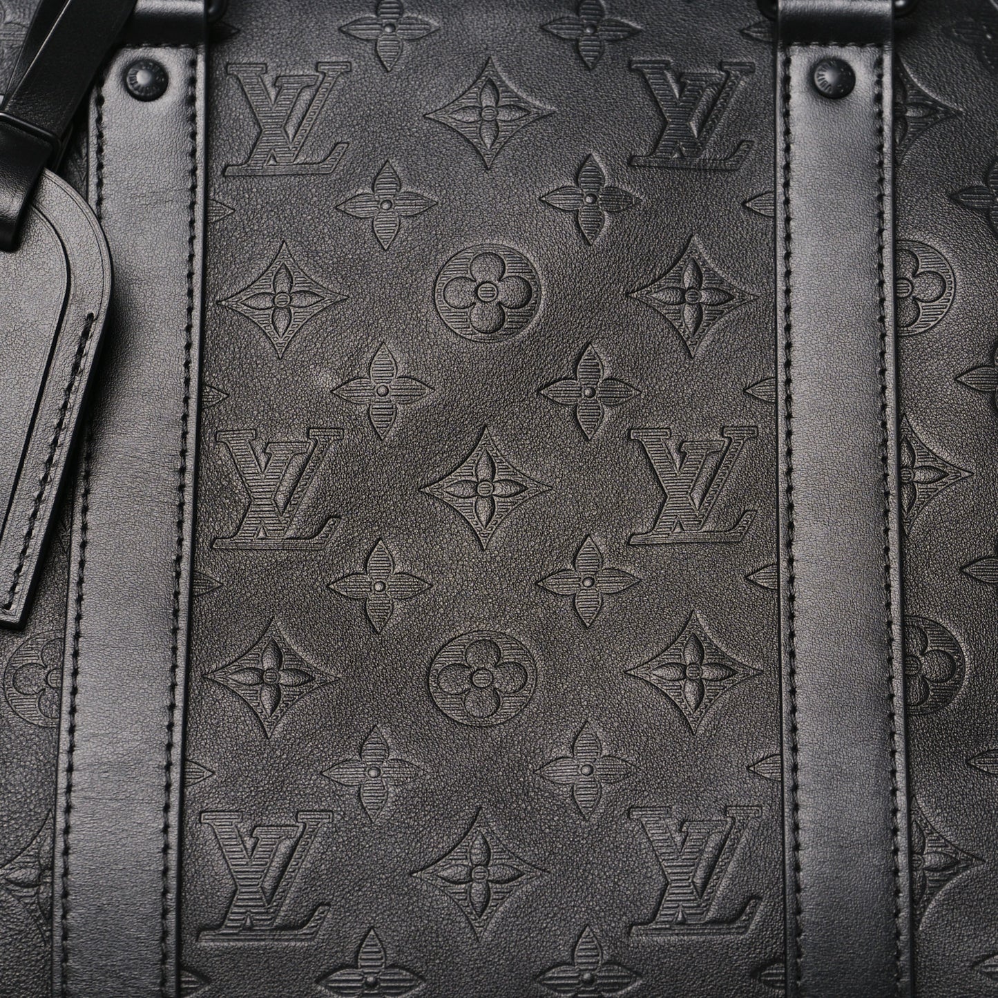 Calfskin Shadow Monogram Keepall Bandouliere 50 Black