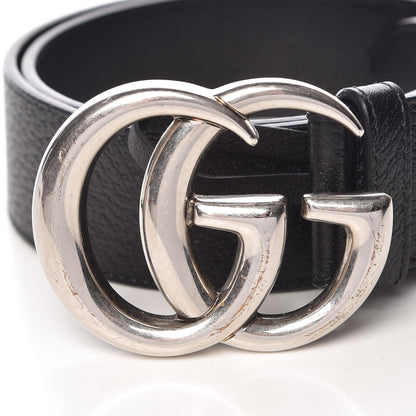 Gucci Textured Dollar Calfskin Nickel Double G 40mm Belt 80 32 Black 4 of 9