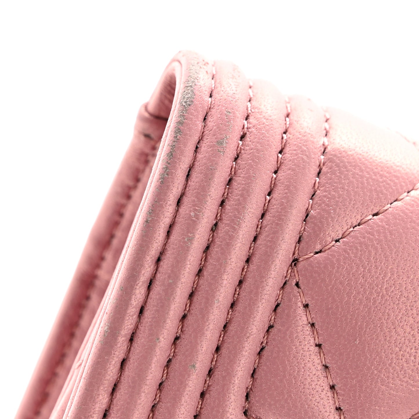 Metallic Lambskin Quilted Boy Flap Card Holder Pink