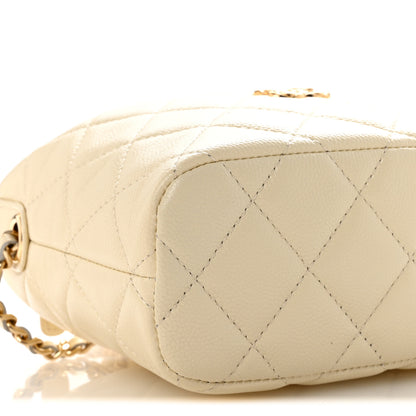 Chanel Caviar Quilted Hobo Clutch With Chain White 9 of 11