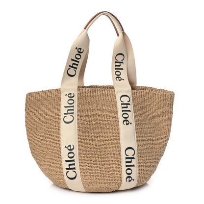 Chloe Raffia Large Woody Tote White 1 of 9