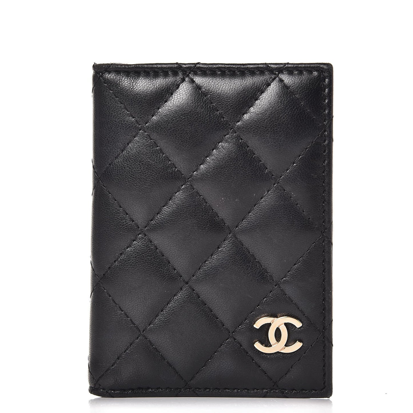 Lambskin Quilted Card Holder Wallet Black