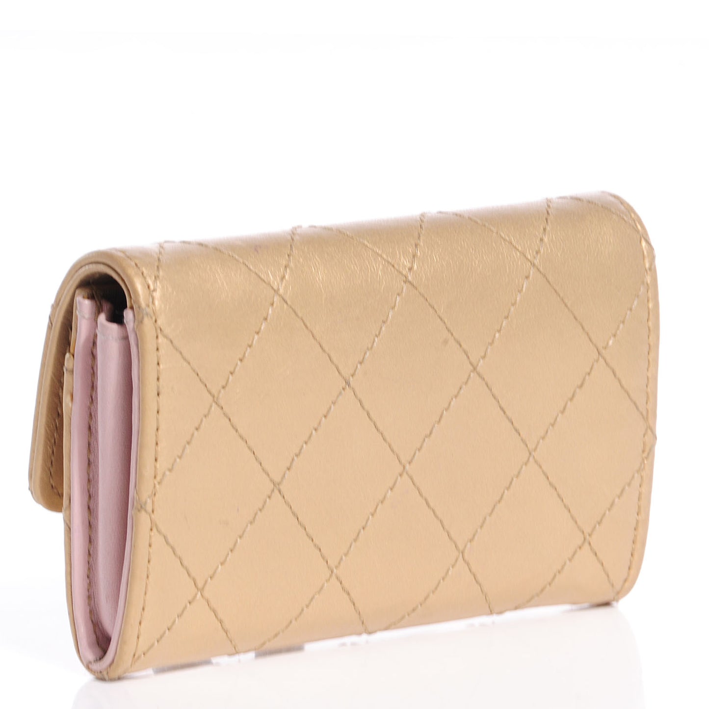 Calfskin Card Holder Wallet Gold