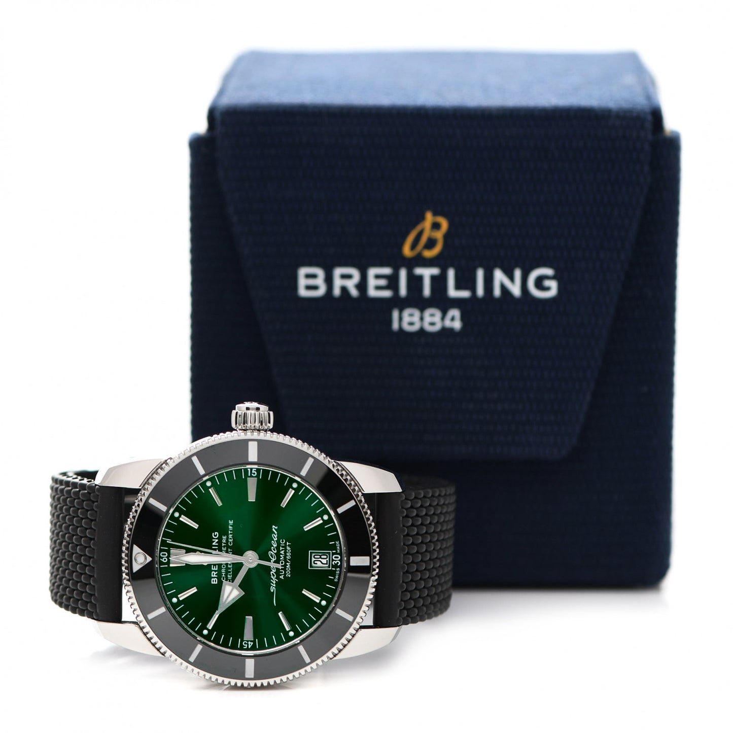 Stainless Steel Rubber 42mm Superocean Heritage II B20 Automatic Watch Green AB2010121L1S1