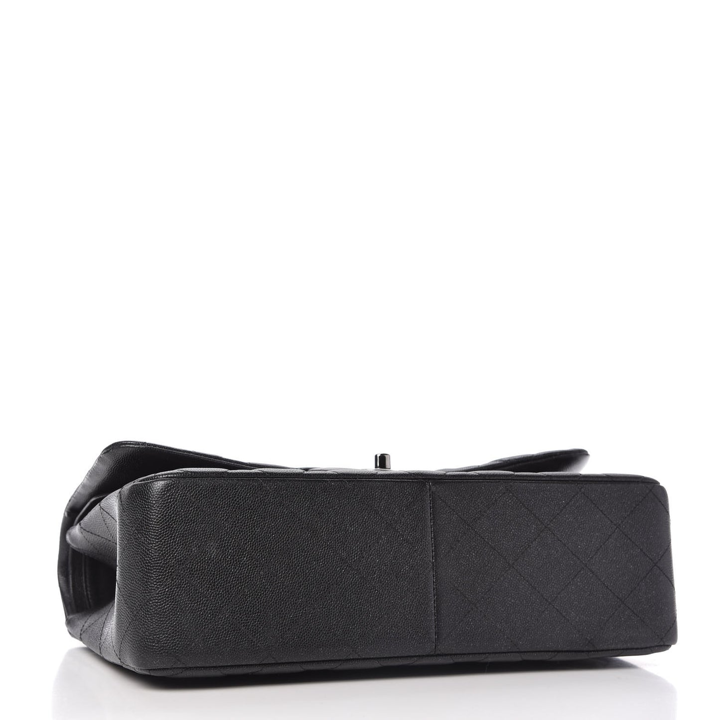Iridescent Caviar Quilted Jumbo Double Flap Black