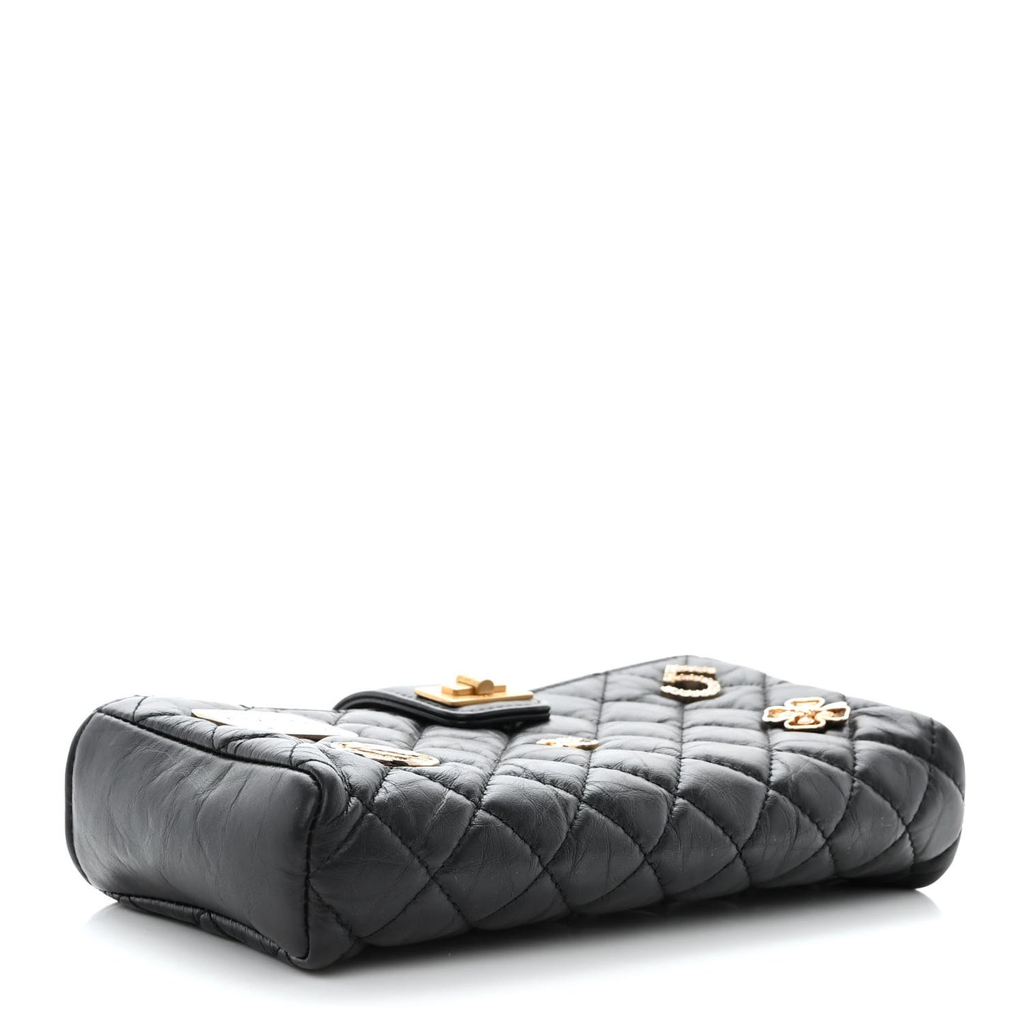 Aged Calfskin Lucky Charms 2.55 Reissue Mini Clutch With Chain Black