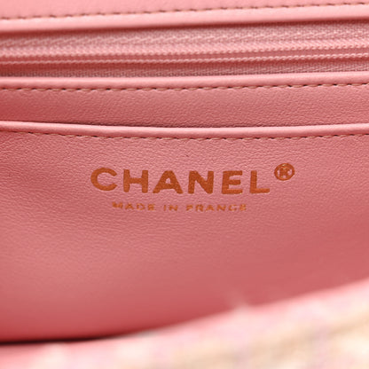 Chanel Tweed Quilted Mini Top Handle Rectangular Flap Light Pink 7 of 10
