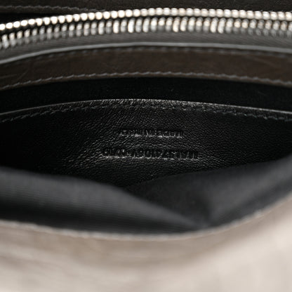 Saint Laurent Calfskin Crocodile Embossed Medium West Hollywood Monogram Fold-Over Earth 7 of 10