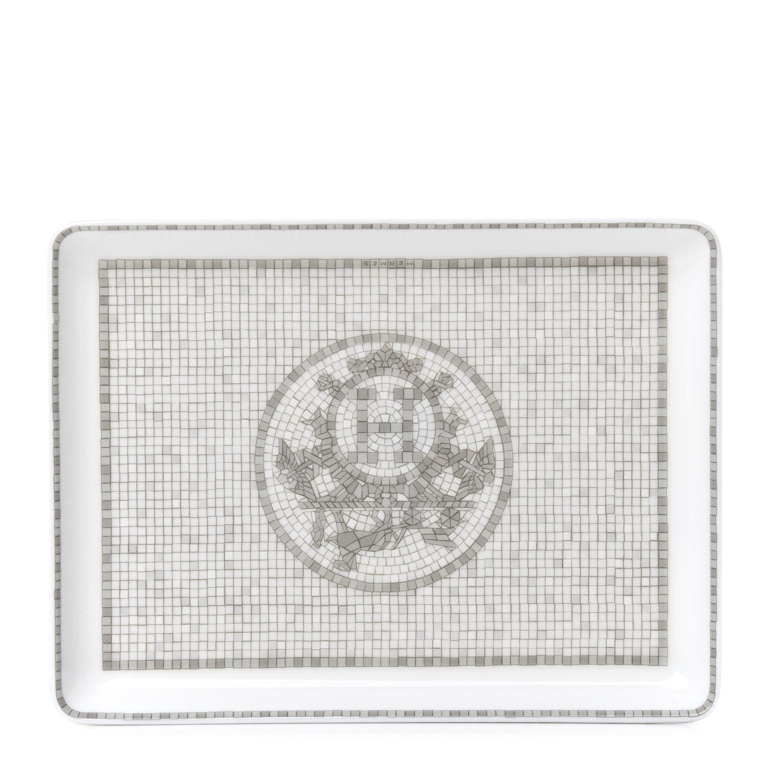 Hermes Porcelain Mosaique Au 24 Sushi Plate Platine 1 of 6