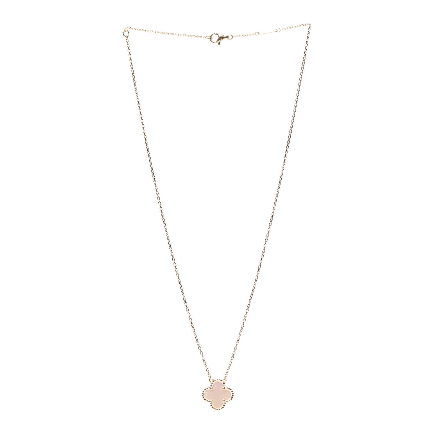 Van Cleef & Arpels 18K Yellow Gold Mother of Pearl Vintage Alhambra Pendant Necklace 3 of 5