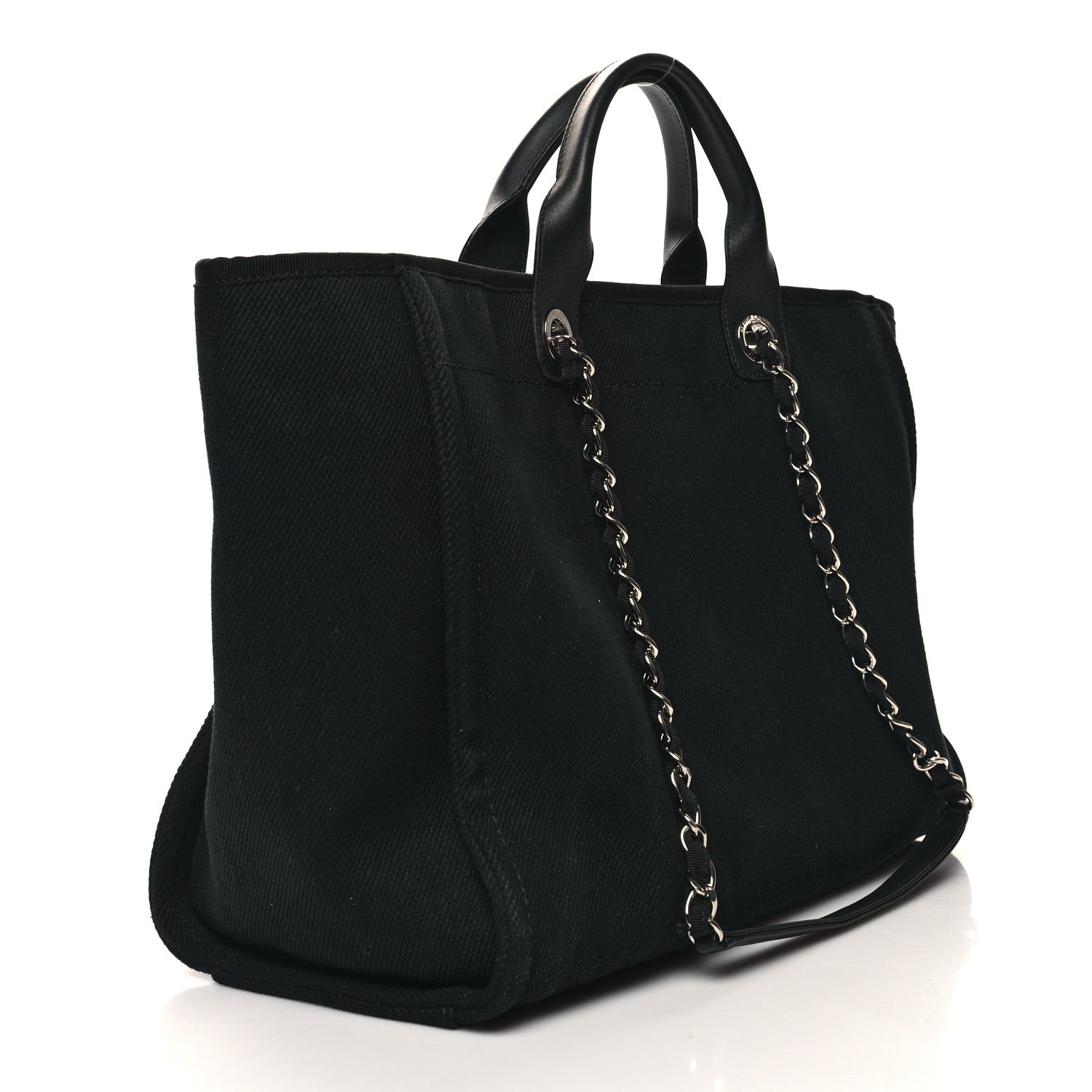 Chanel Canvas Pearl Medium Deauville Tote Black 3 of 10