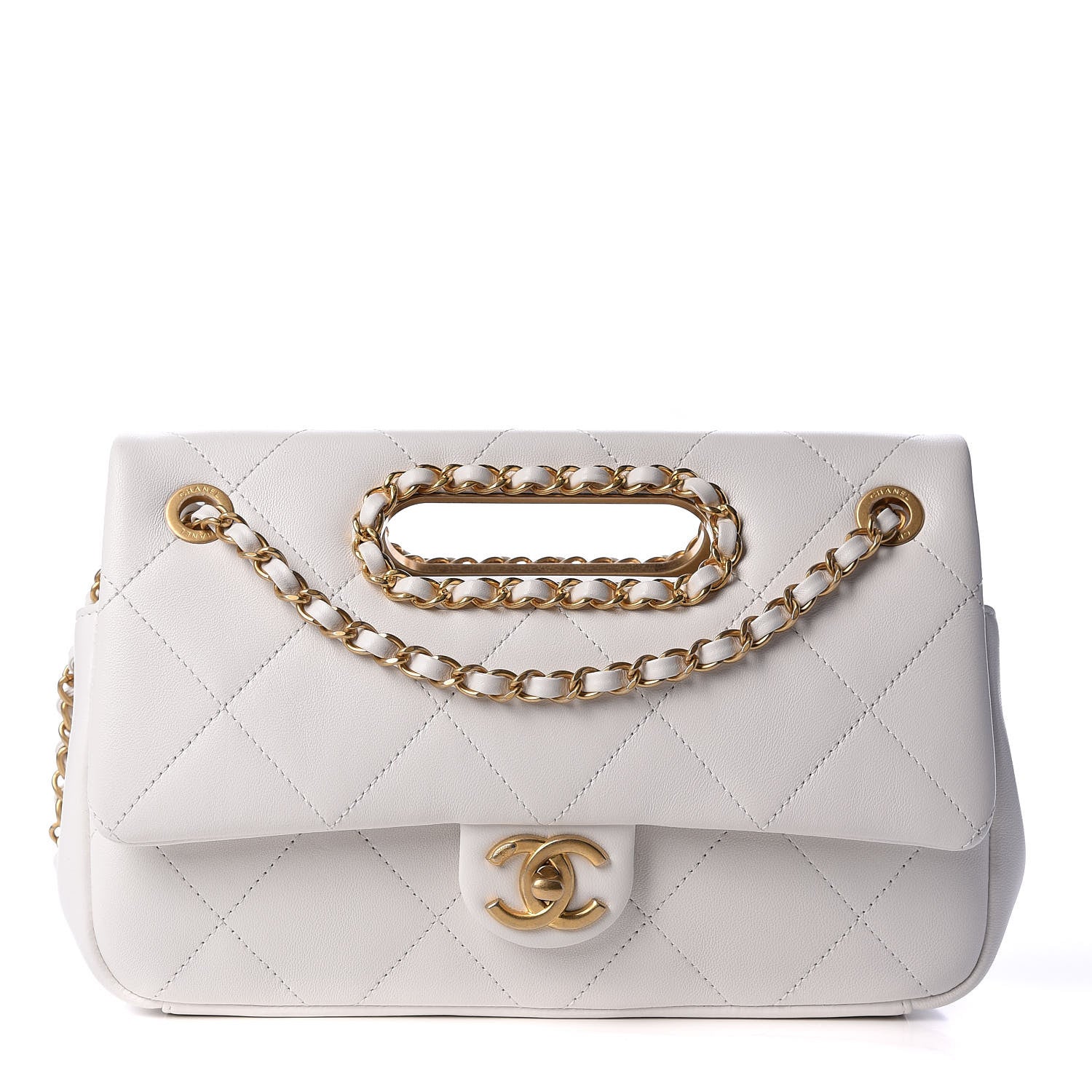 Chanel Lambskin A Real Catch Flap Bag White 1 of 9
