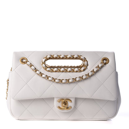 Chanel Lambskin A Real Catch Flap Bag White 1 of 9
