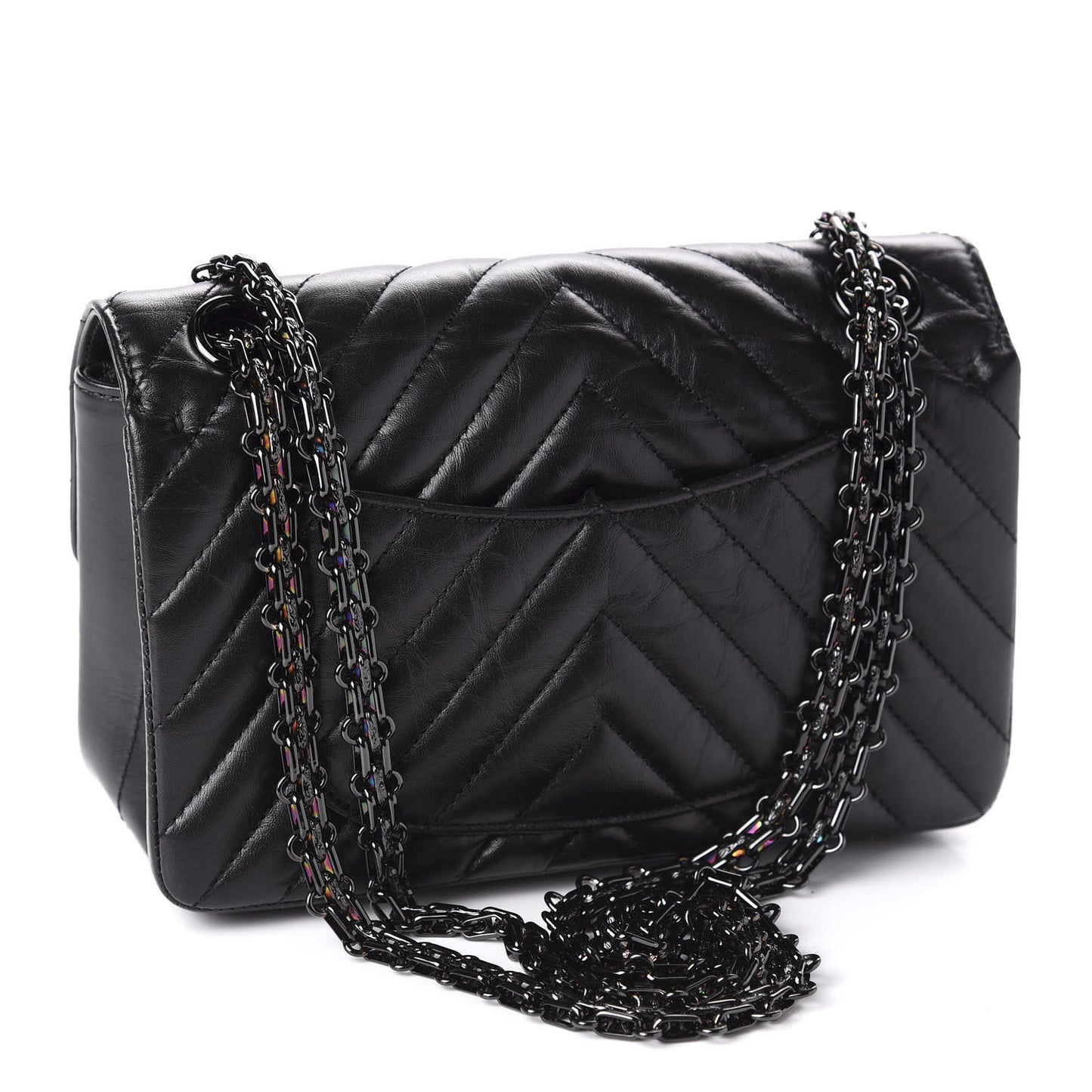 Aged Calfskin Chevron Quilted 2.55 Reissue Mini Flap So Black
