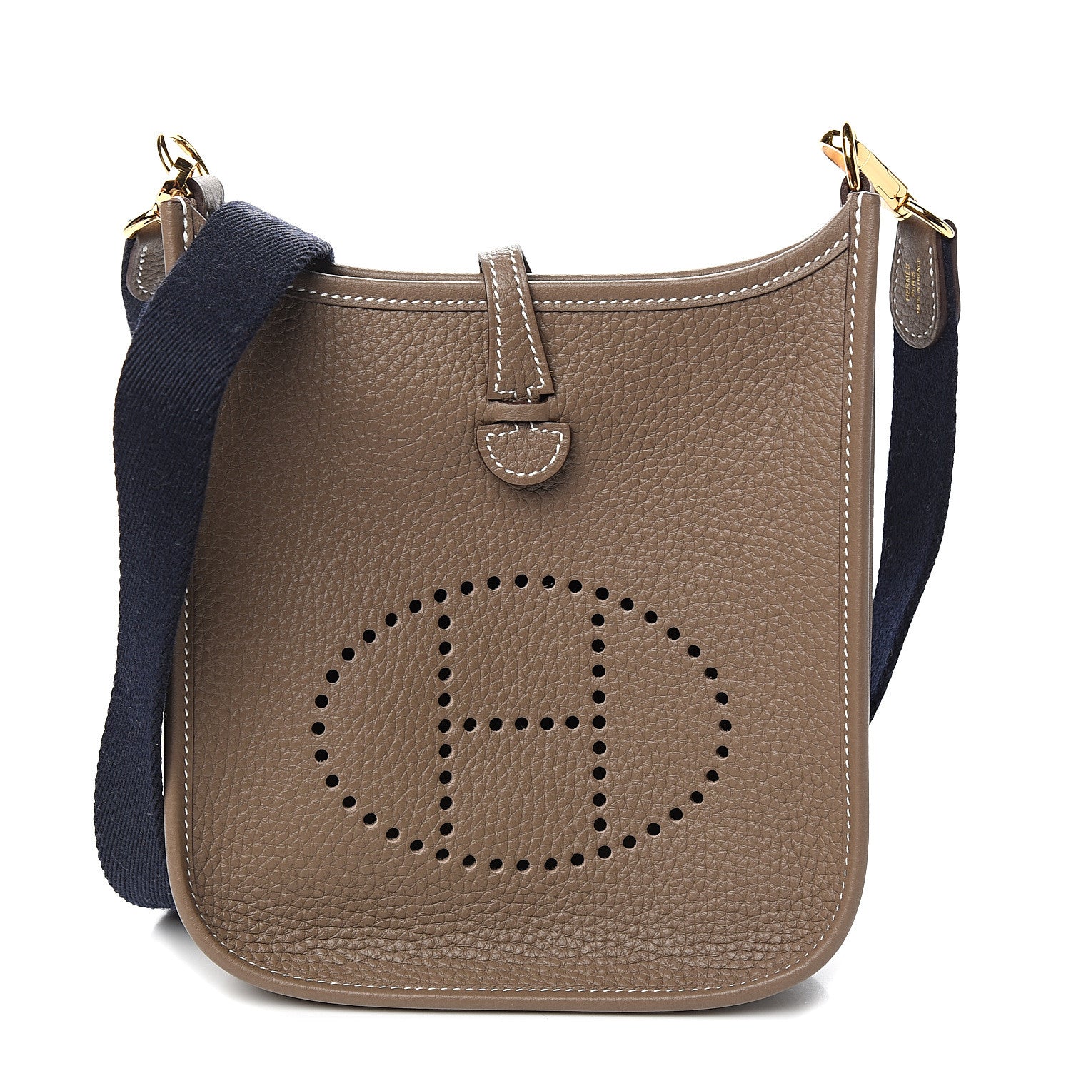 Hermes Taurillon Clemence Amazone Evelyne TPM Etoupe Bleu Indigo 1 of 10