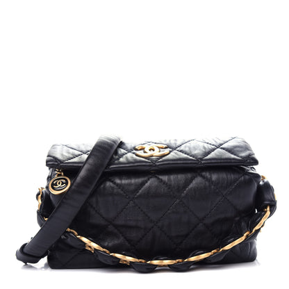 Chanel Crumpled Lambskin Quilted Small CC Links Shoulder Bag Black 1 of 11