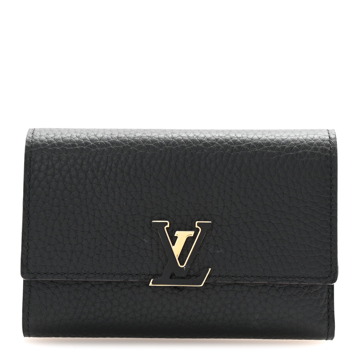 Louis Vuitton Taurillon Capucines Compact Wallet Black 1 of 7