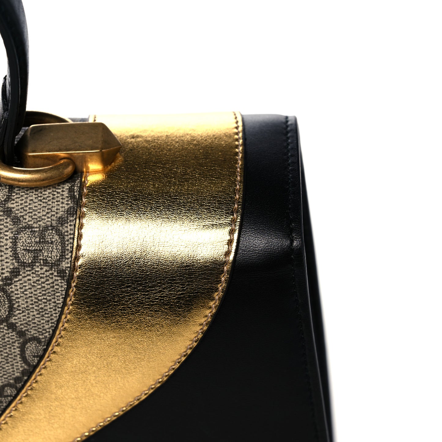 Nappa GG Supreme Monogram Medium Osiride Top Handle Bag Black Oro Vecchio Beige Ebony