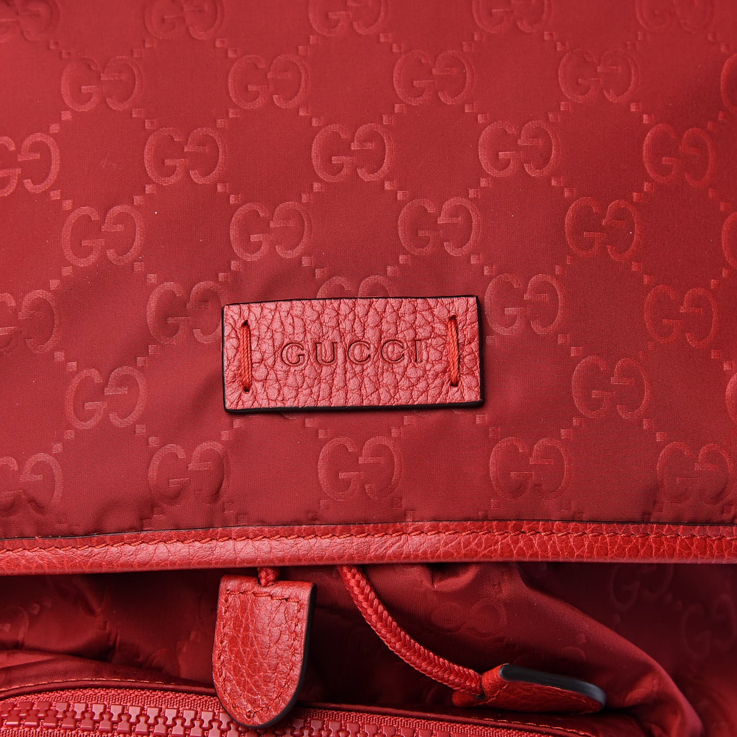 Nylon Monogram Dollar Calfskin Medium Light Double Buckle Backpack Vibrant Red